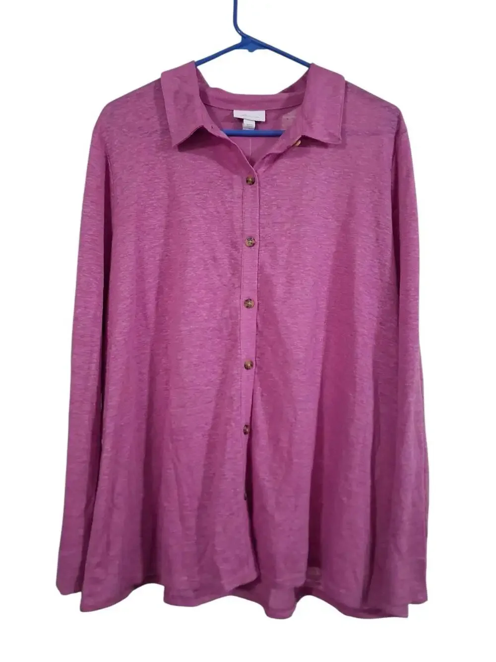 J. Jill Love Linen Long Sleeve Button Down Shirt in Wild Orchid - Picture 1 of 7